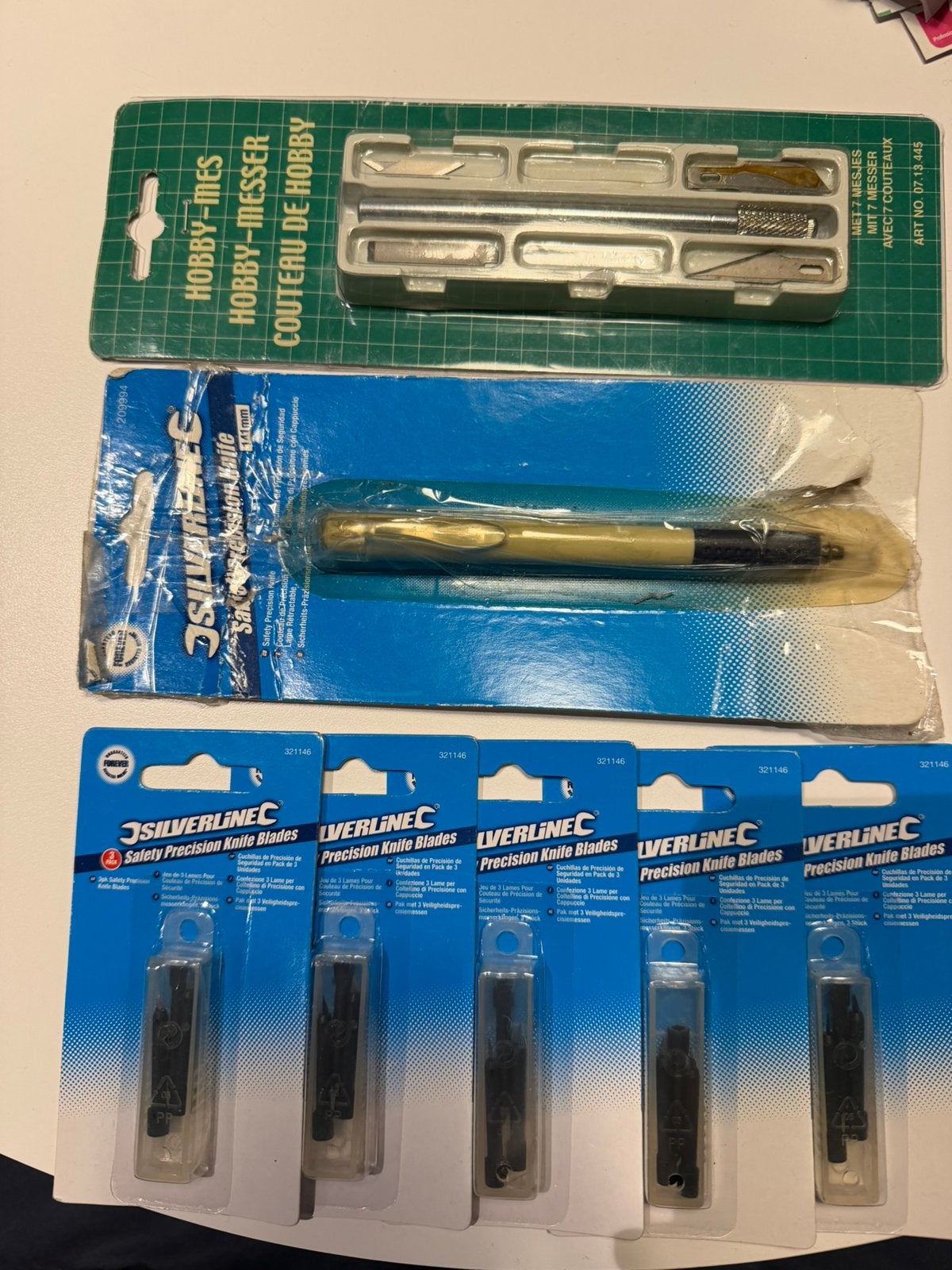 Hobby messenset + Silverline mesjes + 15 reservemesjes, Ophalen of Verzenden, Nieuw, Overige typen