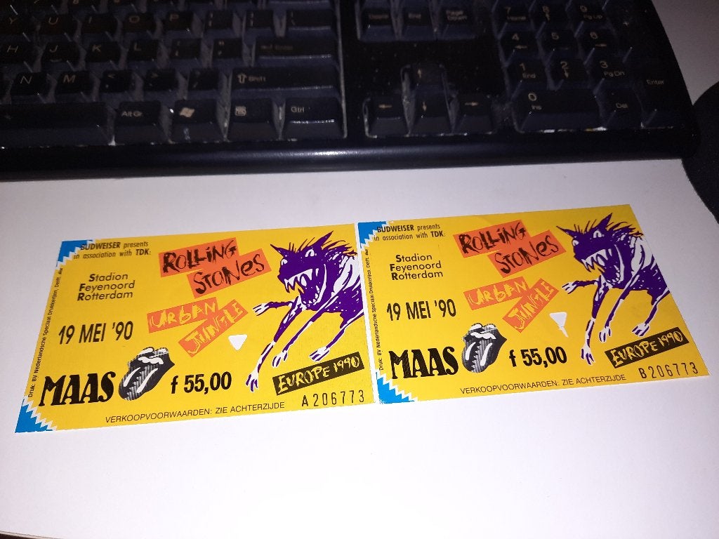 TICKET ROLLING STONES 1990 KUIP ROTTERDAM, Ophalen, Gebruikt
