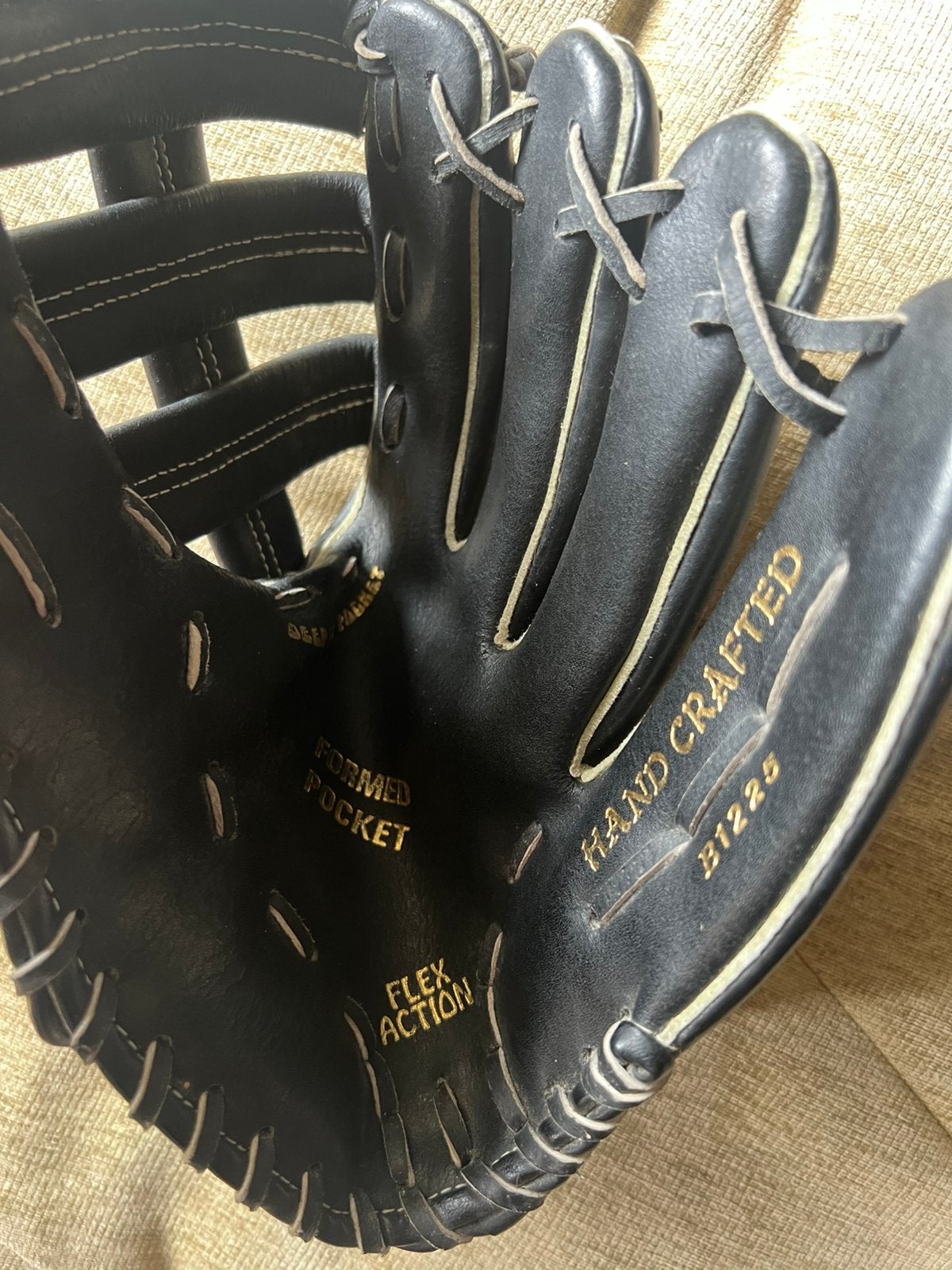 Handgemaakte Vintage Sportek Honkbal Handschoen Zwart., Ophalen of Verzenden, Zo goed als nieuw, Honkbal, Handschoen
