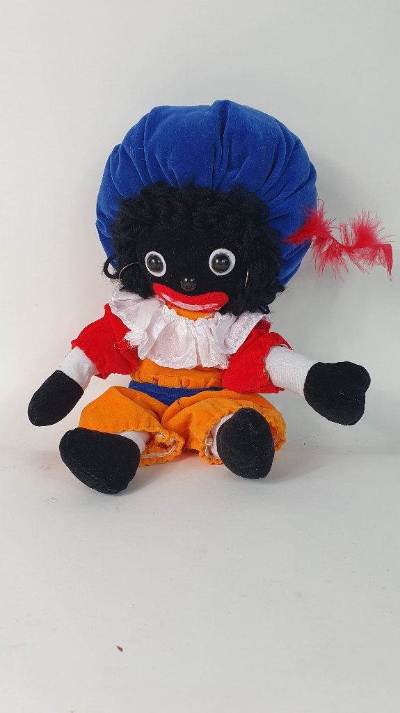 Zwarte Piet knuffel pop, met ijzerdraad. 33 cm. 8B12, Tweedehands verkoop, Tweedehands verkoop, Gebruikt, Overige typen