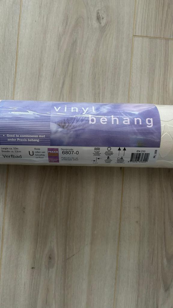 Vinyl behang met bloemenpatroon - 3 rollen, Ophalen of Verzenden, 25 tot 50 m², Beige