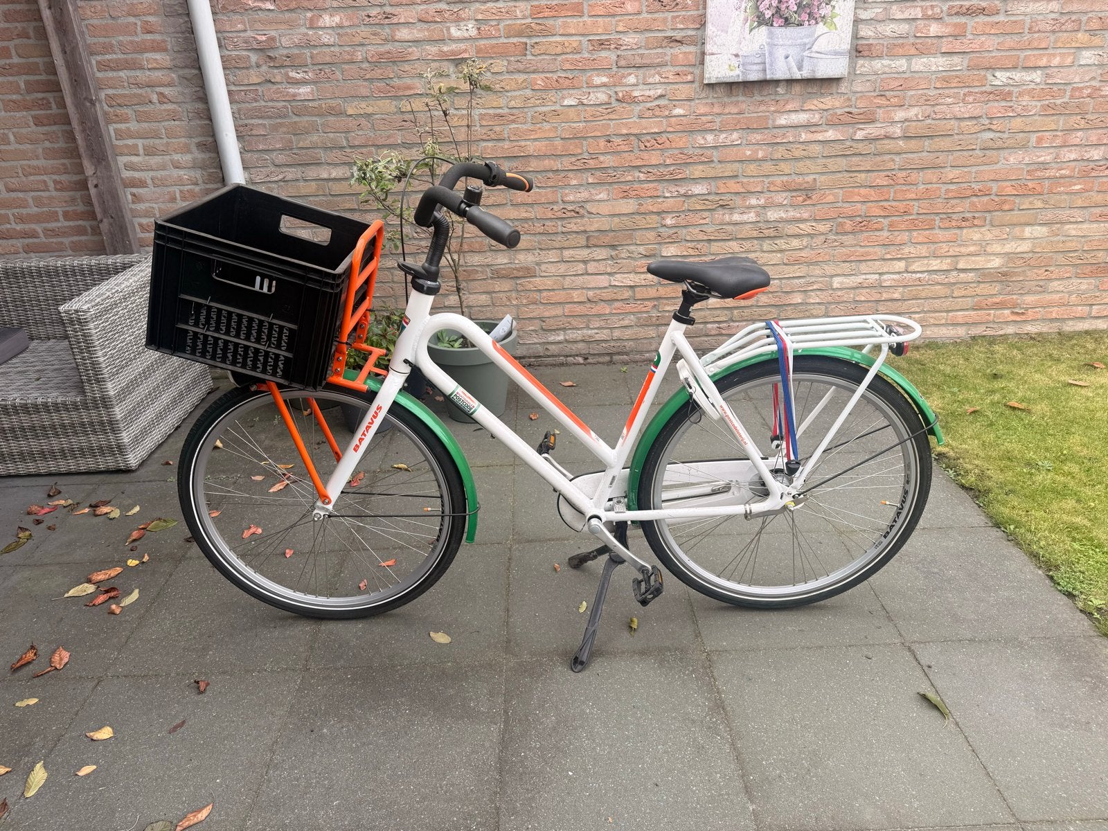 Batavus postcodeloterij  fiets met voordrager en krat, Ophalen, Velgrem, Versnellingen, Batavus
