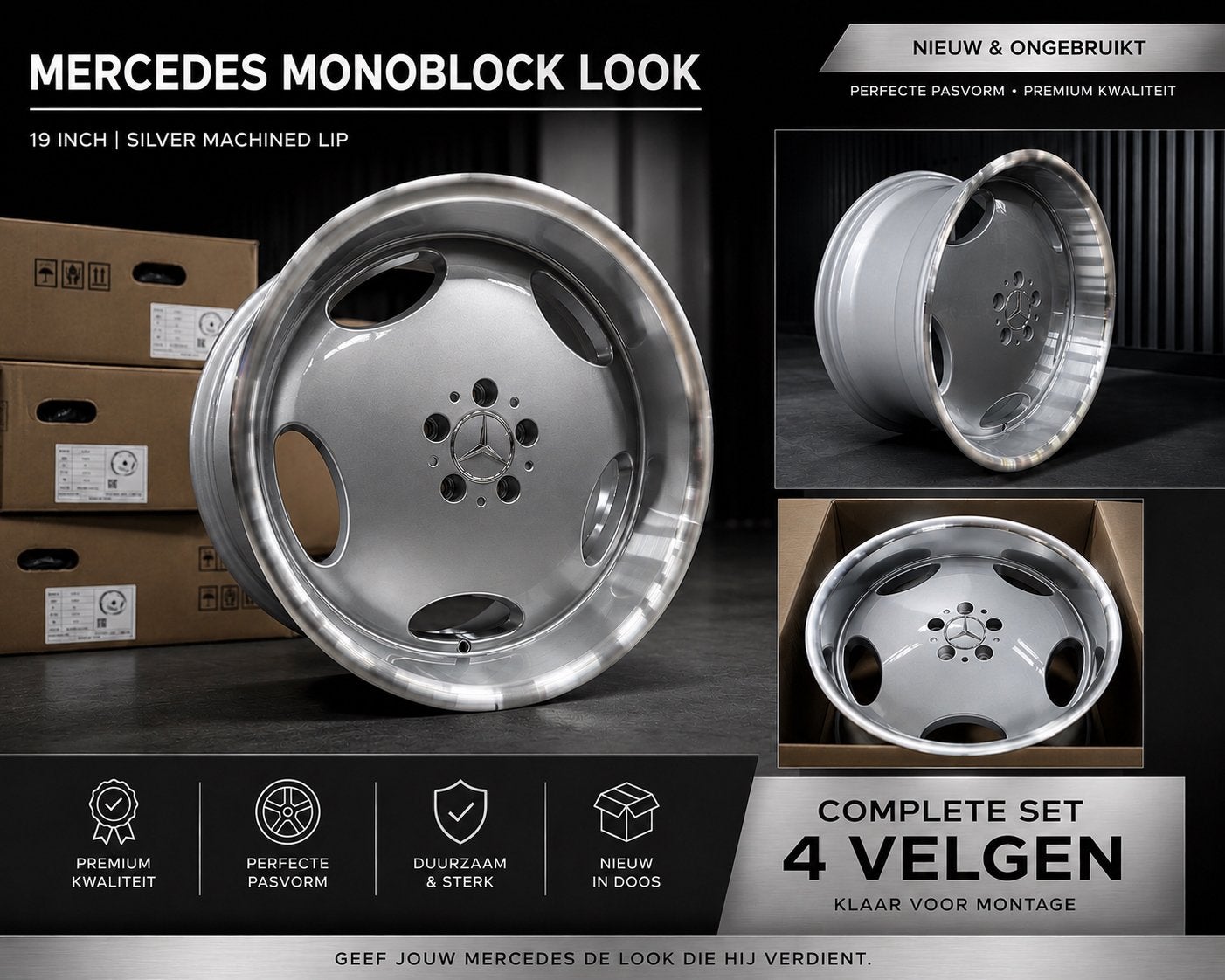 Mercedes Monoblock Look – 19 inch – 5x112, Velg(en), Nieuw, 235 mm, Zomerbanden