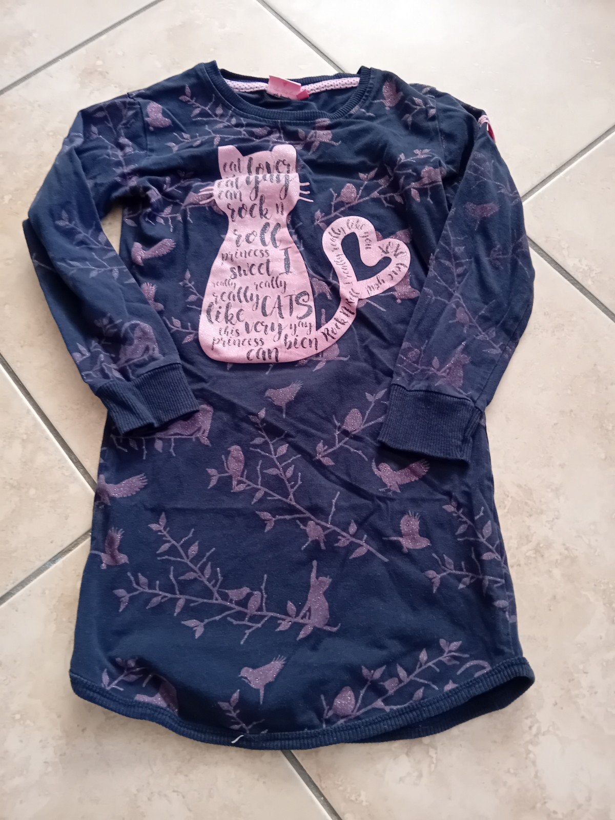 O Chill Jurk met Kattenprint - Maat 116/122, Gebruikt, Meisje, O Chill, Ophalen of Verzenden