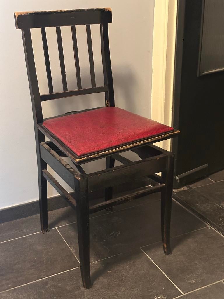 Antieke pianostoel / pianokruk, Muziek en Instrumenten, Piano's, Ophalen, Gebruikt, Zwart, Vleugel