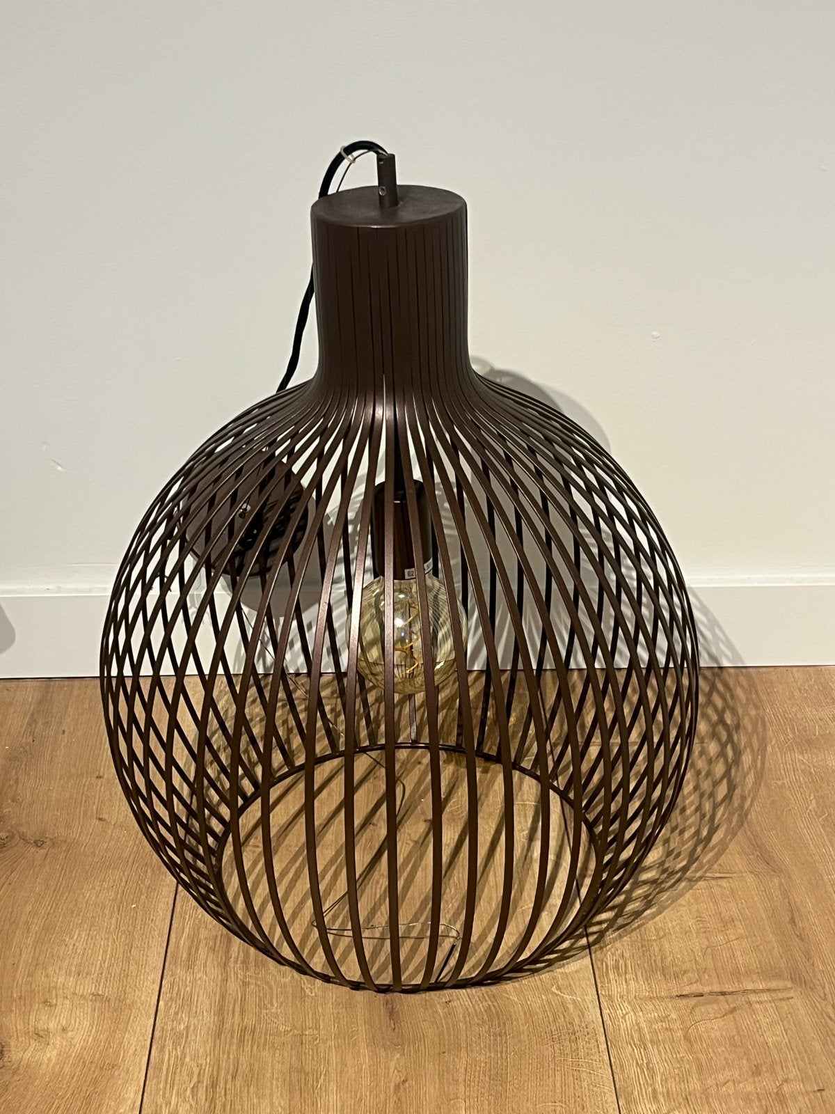 2x Moderne draadlampen - Bruin metaal, Ophalen, Zo goed als nieuw, Metaal, E27 (groot)