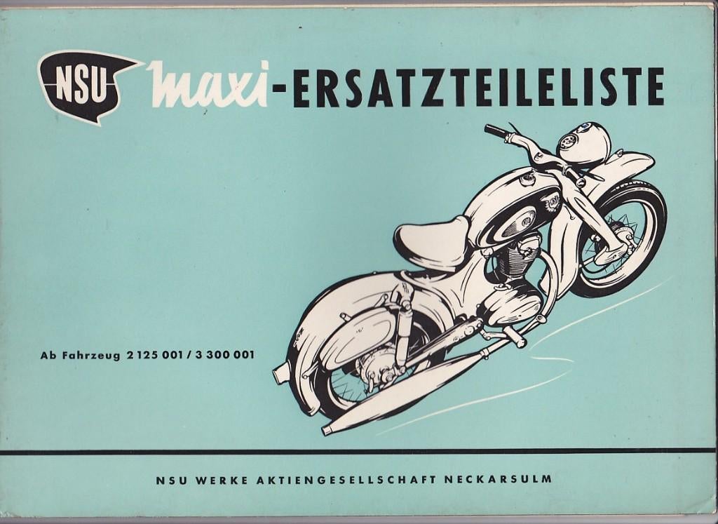 NSU Maxi motor duits onderdelenboek Ersatzteileliste, Motoren, Verzenden, Overige merken