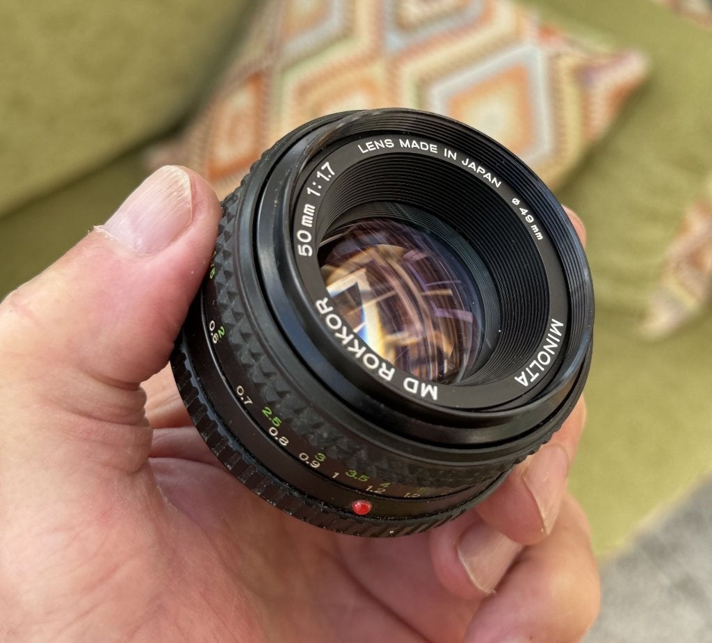 Minolta MD Rokkor 50mm f1.7 (5365825) -> 35€ (e.a. lenzen), Ophalen of Verzenden