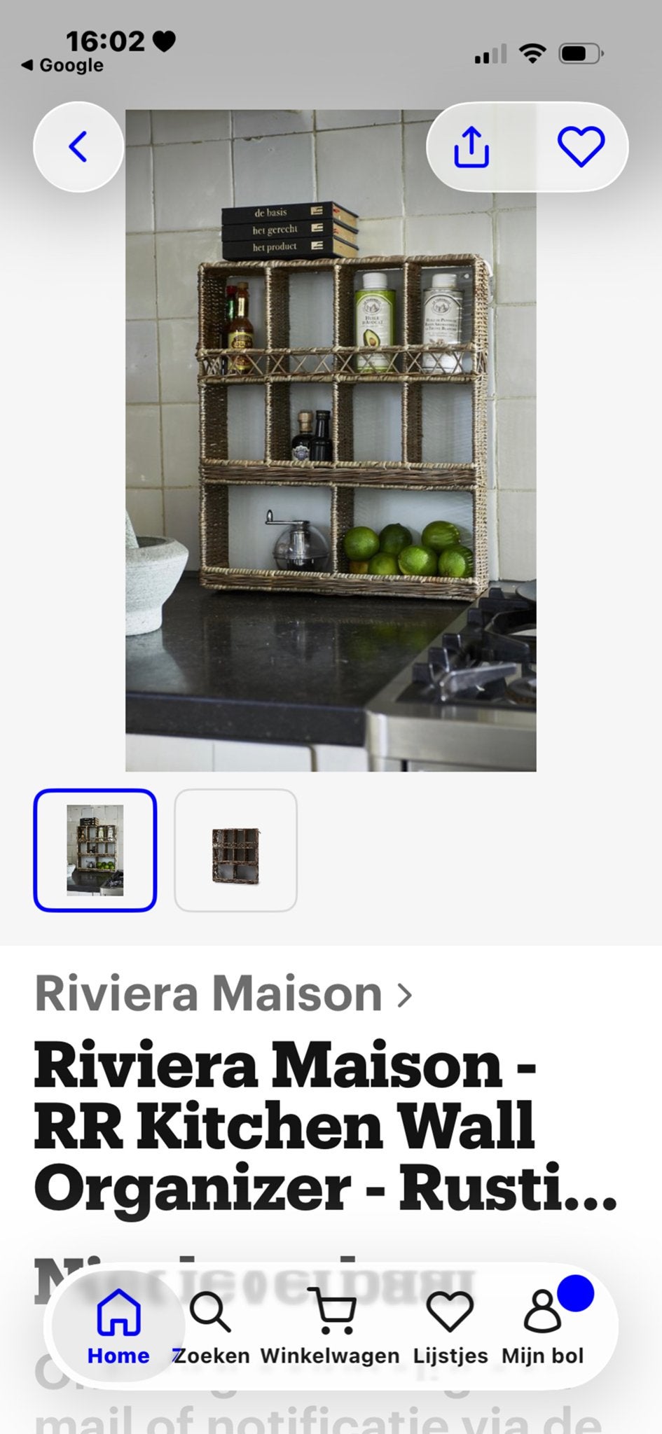 Riviera Maison RR Kitchen Wall Organizer Rustiek, Ophalen, Overige typen, Bruin, Riviera Maison
