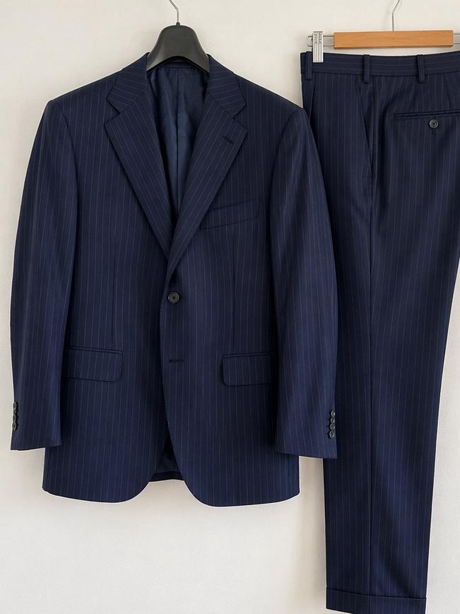 Raffaele Caruso pak maat 52 krijtstreep- oger, Kleding | Heren, Ophalen of Verzenden, Gedragen, Maat 52/54 (L), Blauw
