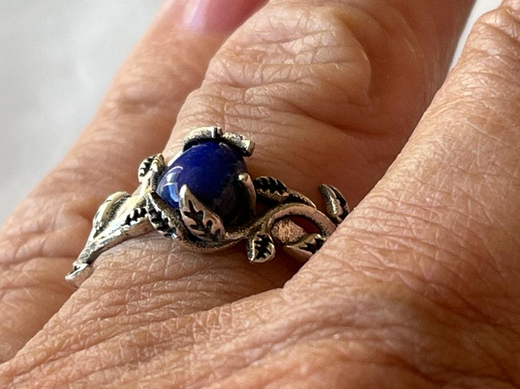 Zilveren ring met Lapis Lazuli edelsteen, maat 19, Verzenden, 19 tot 20, Zo goed als nieuw, Met edelsteen