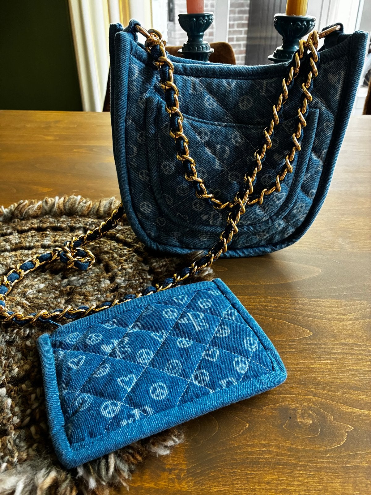 Pscallme Denim schoudertas met portemonnee, Sieraden, Tassen en Uiterlijk, Ophalen, Gebruikt, Blauw, Schoudertasje