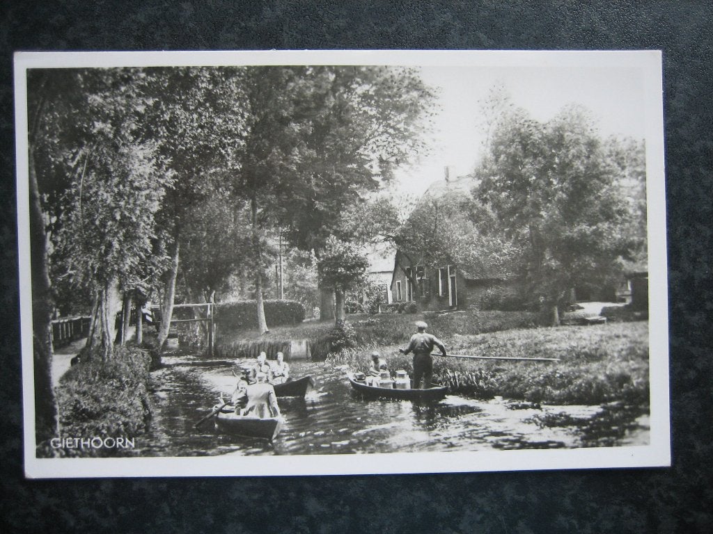 GIETHOORN 1951 punter met melkbussen, Ophalen of Verzenden, 1940 tot 1960, Overijssel