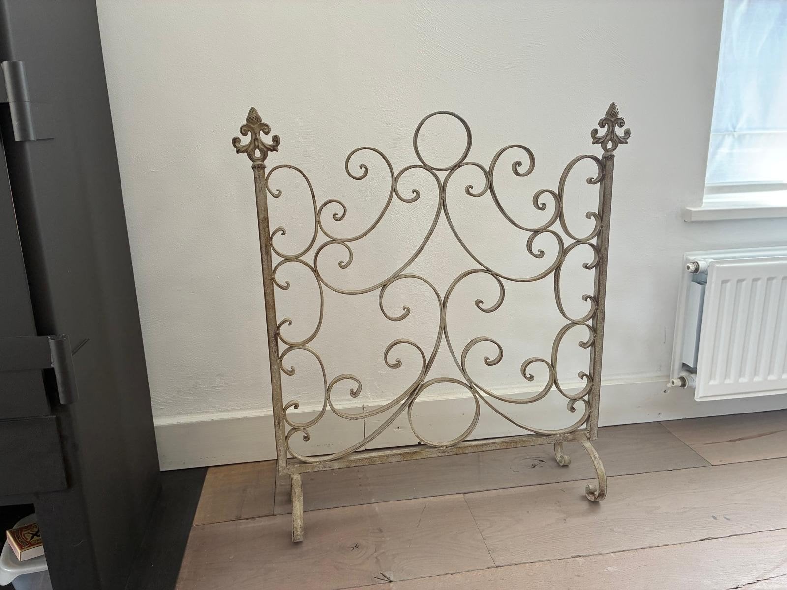 Sierrek: Decoratief metalen haardscherm, Vintage, Gebruikt, Beige, Ophalen of Verzenden