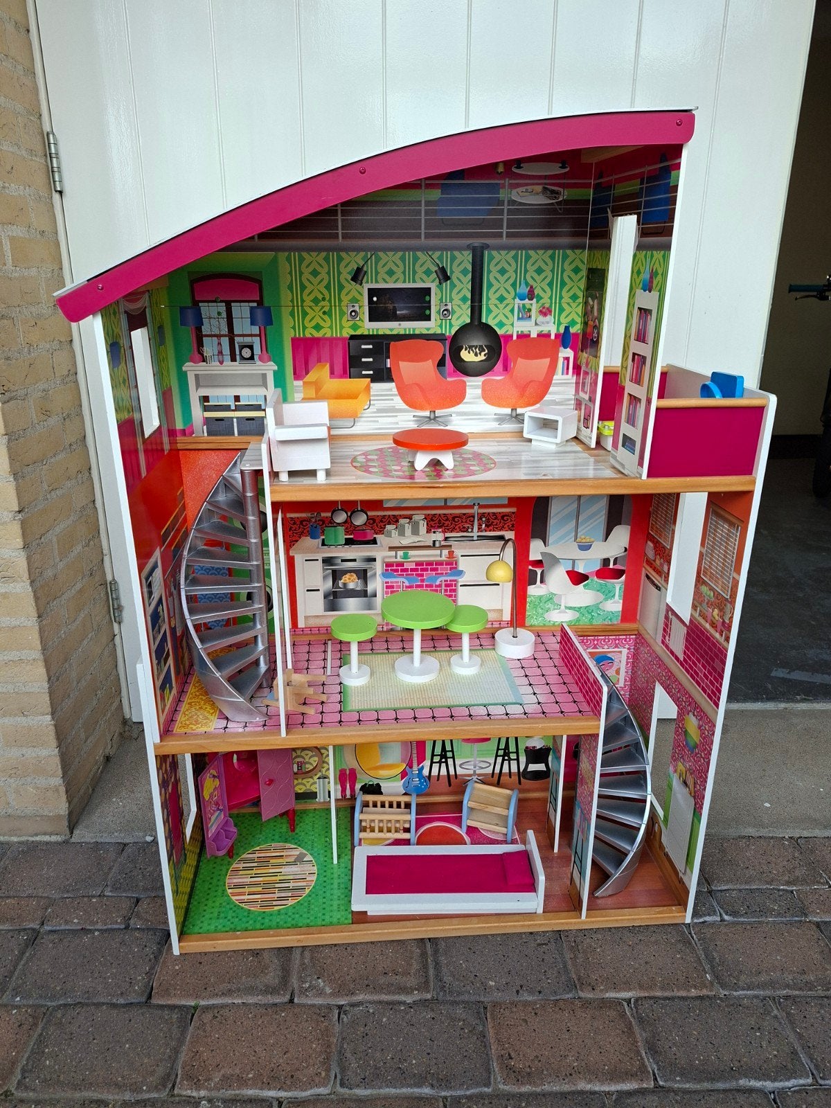 groot kidkraft houten poppenhuis, Ophalen, Gebruikt, Poppenhuis