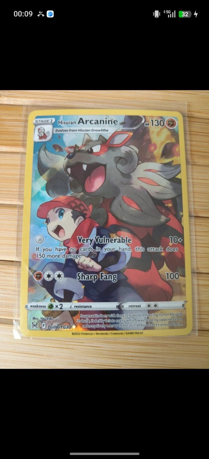 Hisuian Arcanine Pokémon kaart TG08/TG30, Ophalen of Verzenden, Zo goed als nieuw, Losse kaart