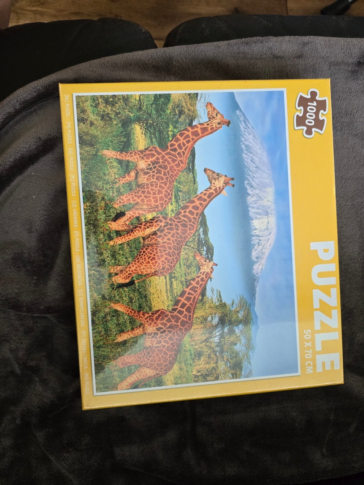 Legpuzzel 1000 stukjes - Giraffen bij Kilimanjaro, Ophalen of Verzenden, 500 t/m 1500 stukjes, Nieuw, Legpuzzel
