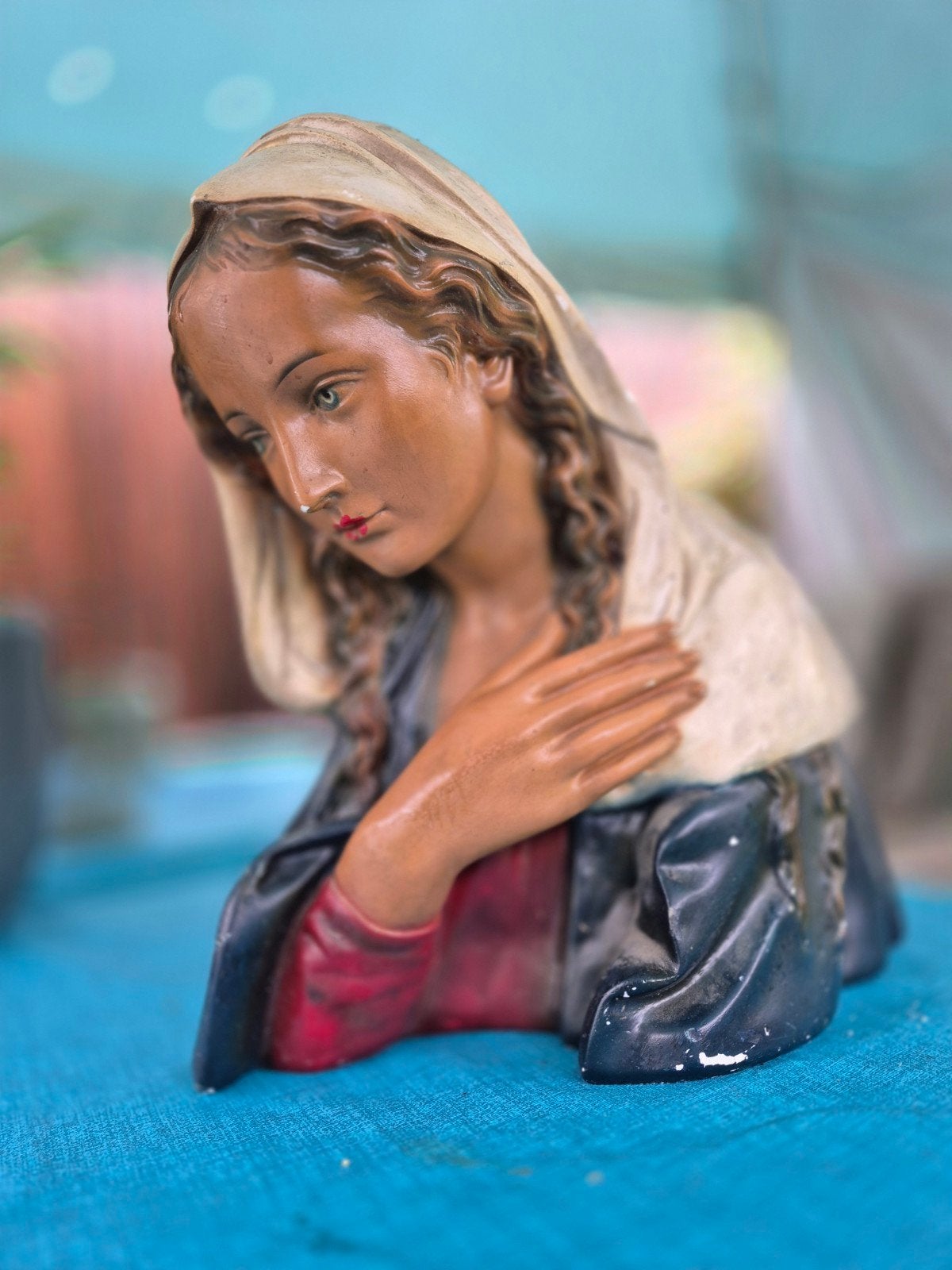 Maria Beeld - Religieuze Buste, Antiek en Kunst, Ophalen, Handgemaakt, Gips, Buste