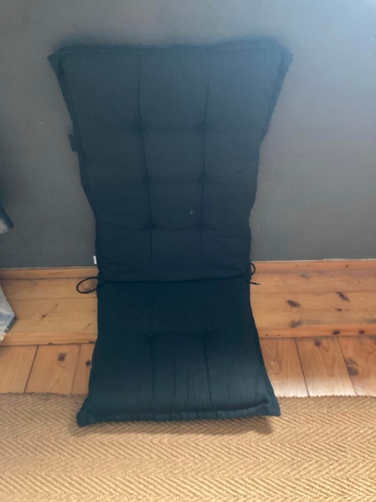 3 Madison tuinstoelkussens zwart hoge rug 123x50, Ophalen of Verzenden, Gebruikt
