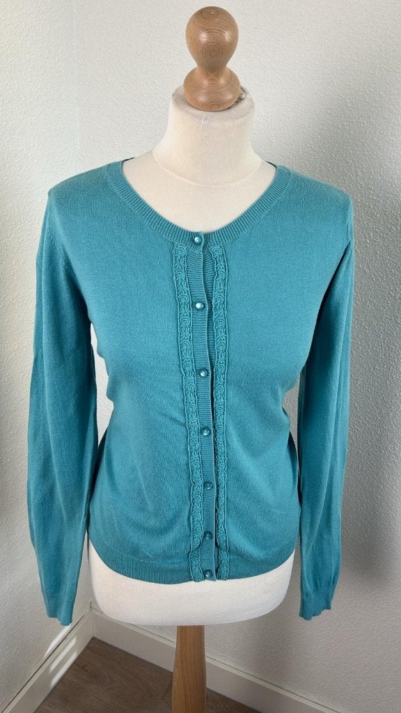 King Louie maat L turquoise cardigan vestje 948