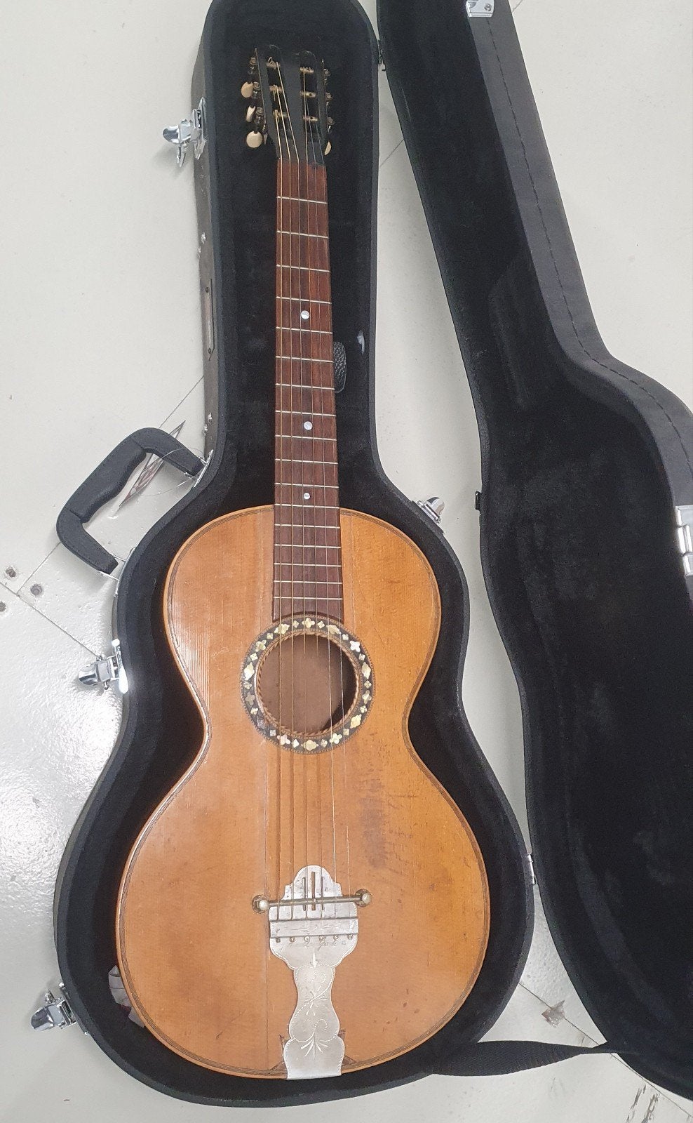 Antike Brazilian Rosewood parlor gitaar, Ophalen of Verzenden, Met koffer