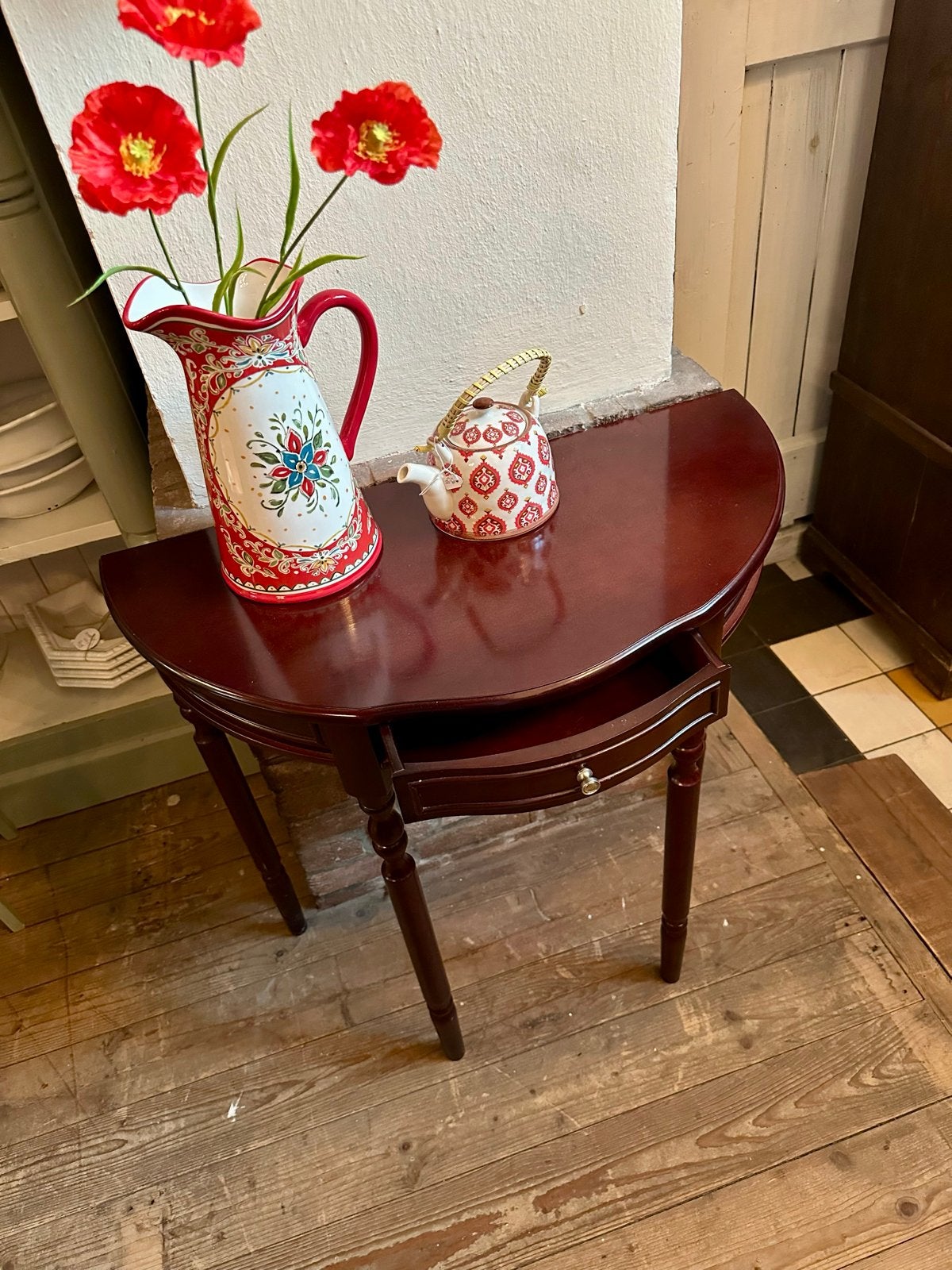 Klassieke mahoniehouten haltafel met lade landelijke stijl, Ophalen