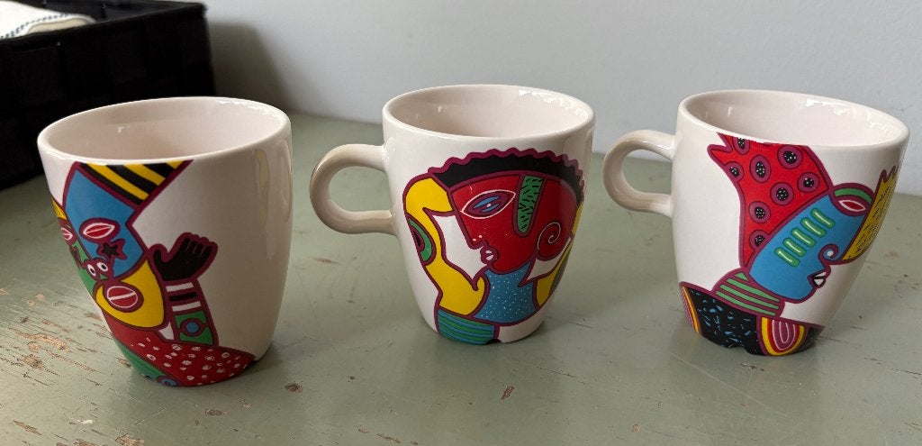 5 Douwe Egberts kopjes, Ophalen of Verzenden, Zo goed als nieuw, Overige stijlen, Kop(pen) en/of Schotel(s)