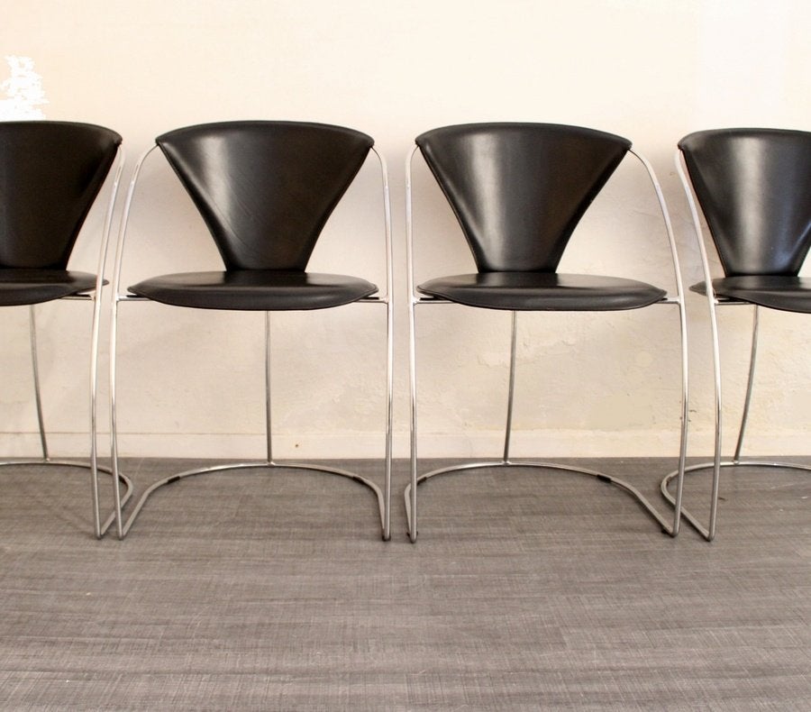 4x Italiaanse design stoelen merk Arrben model Linda, Huis en Inrichting, Gebruikt, -, Zwart, -