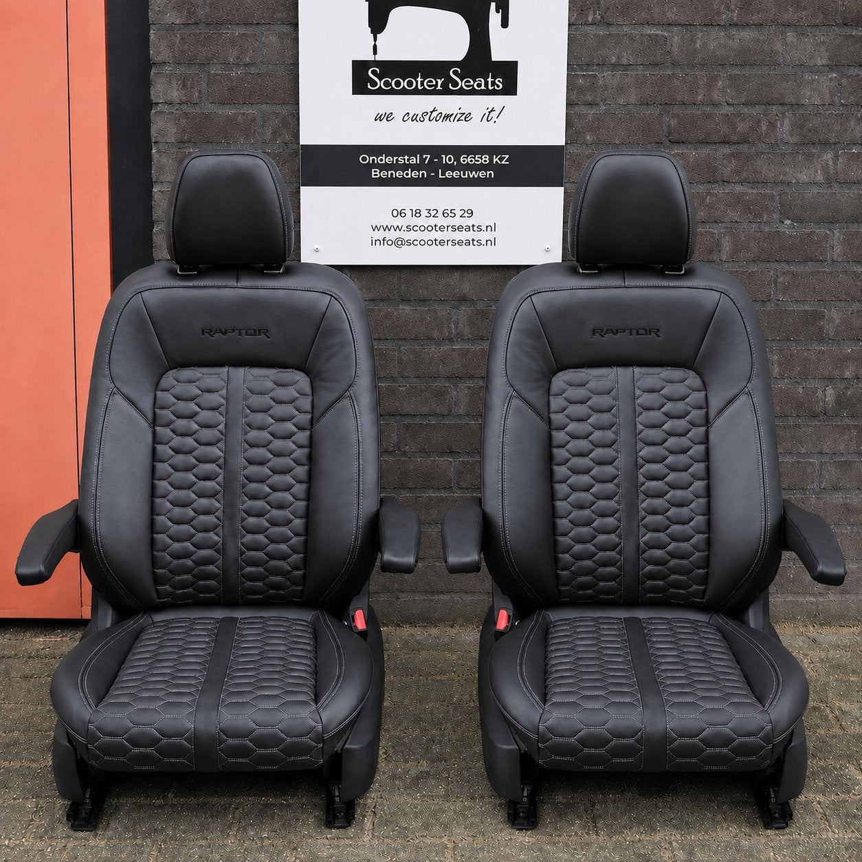 Ford Transit Custom set Voorstoelen leer met raptor logo