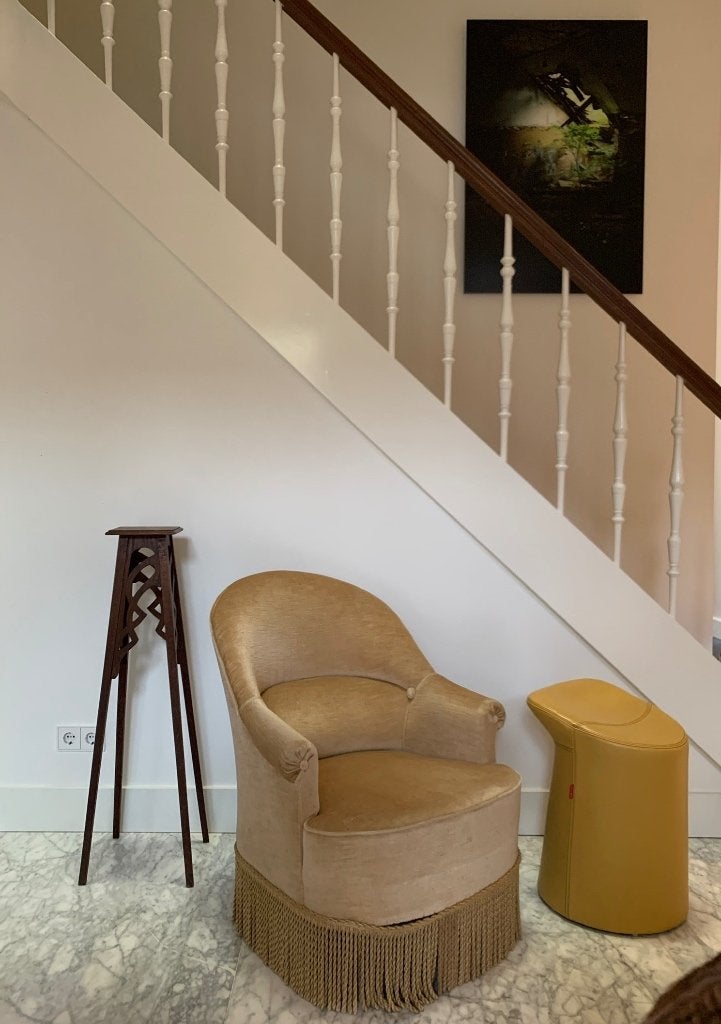 mooie oude vintage fauteuil | crapaud, Ophalen, Gebruikt, 75 tot 100 cm, Stof