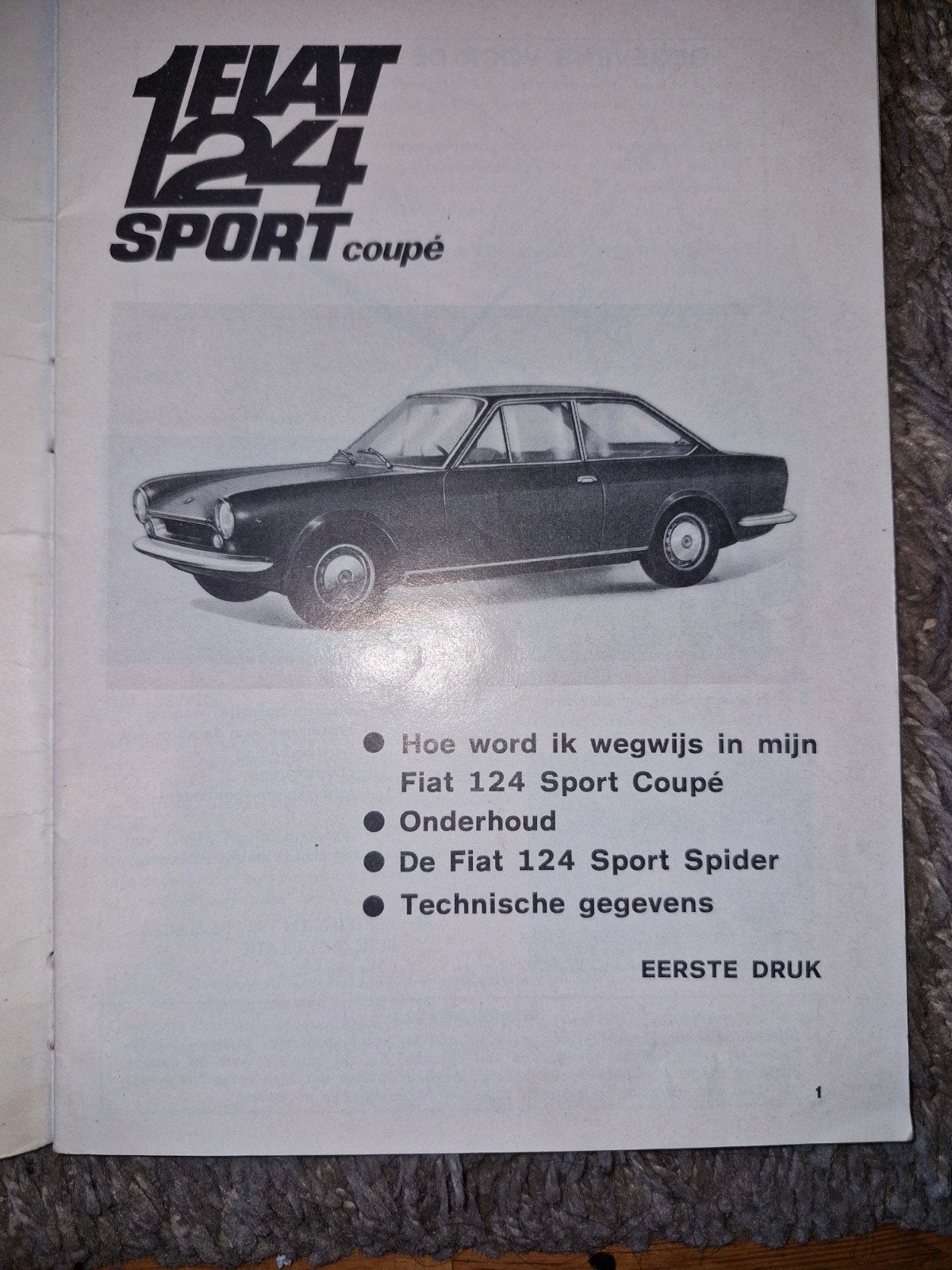 Fiat 124 Sport Coupé Handleiding - Eerste Druk, Ophalen of Verzenden