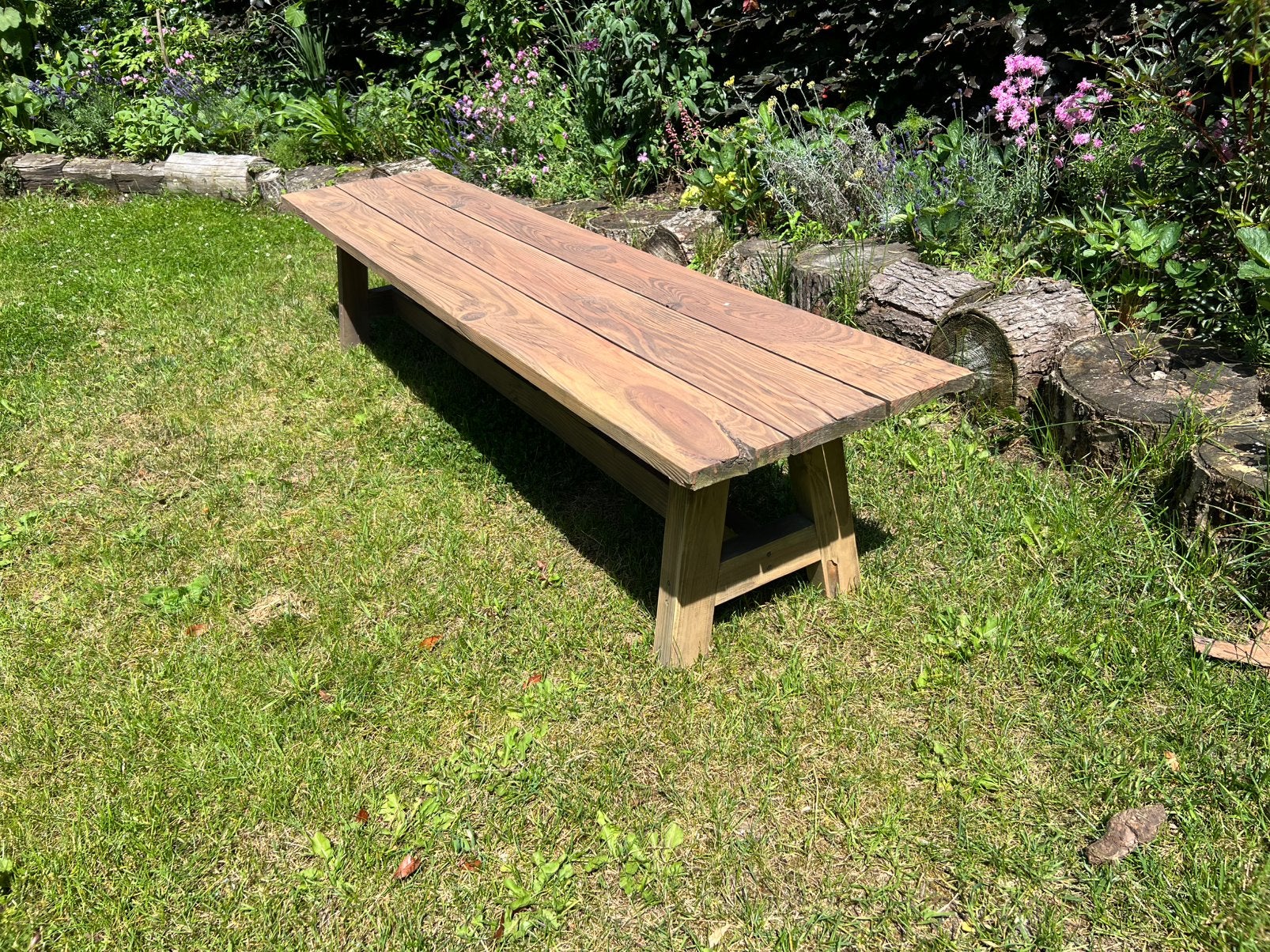 Stevige houten tuinbank / picknickbank, Tuin en Terras, Tuinbanken, Ophalen, Zo goed als nieuw, Hout