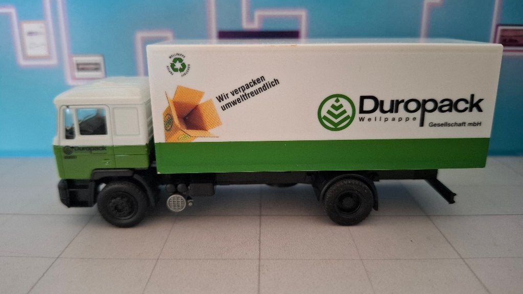 Herpa 1:87 MAN F90 koffer bakwagen Duropack, Ophalen of Verzenden, Gebruikt, Bus of Vrachtwagen, Herpa