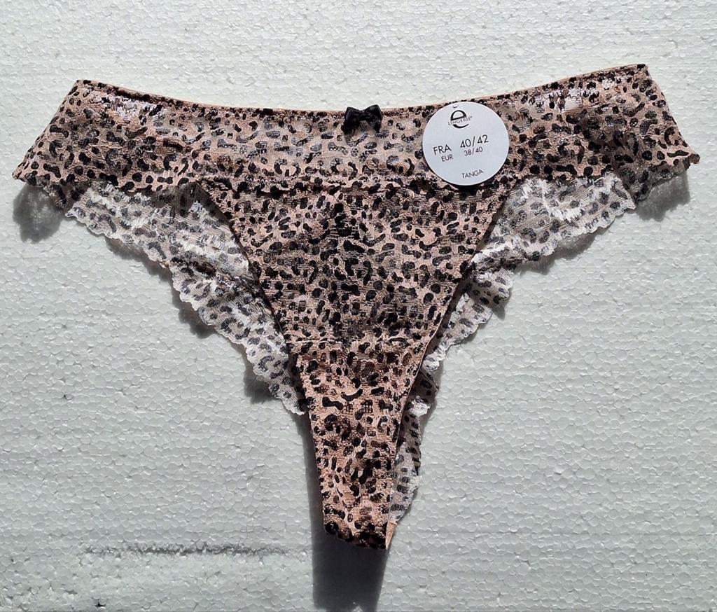 Sexy zwart-bruine doorzichtige tangaslip maat 38-40, Kleding | Dames, Ondergoed en Lingerie, Verzenden, Zwart, Slip