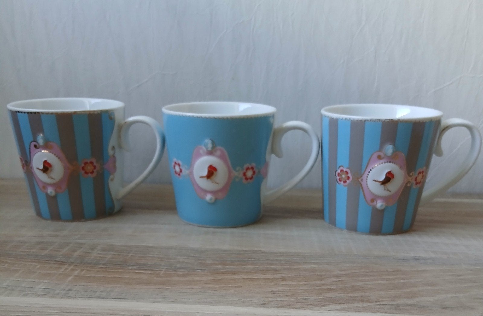 Pip Studio Love Birds Medaillon Grote Mokken 250 ML 3 Stuks, Ophalen of Verzenden