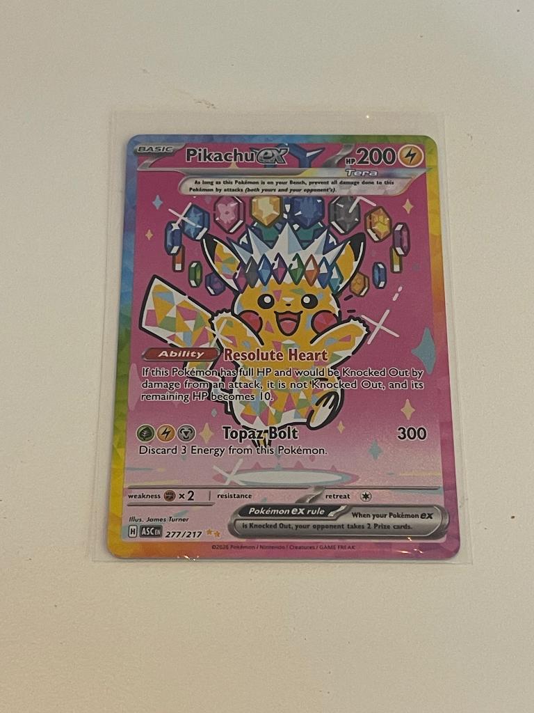 Pikachu ex (ASC 277) Prachtige (Mint) staat, Ophalen, Zo goed als nieuw, Losse kaart, Foil
