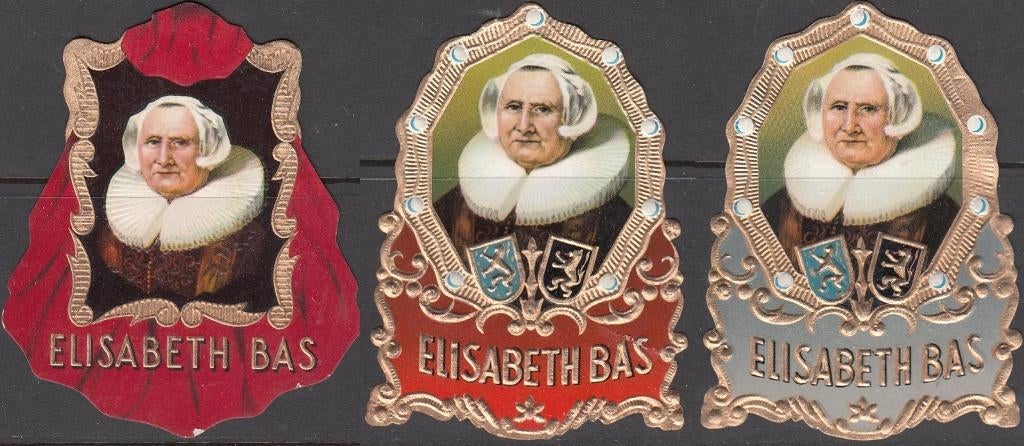 Sigarenetiketten drie grote etiketten Elisabeth Bas, Ophalen of Verzenden, Nieuw, Sigarenbandjes