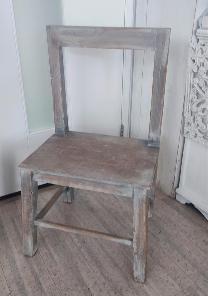 Brocante houten opstap met leuning / kinderstoeltje 38 cm, Ophalen
