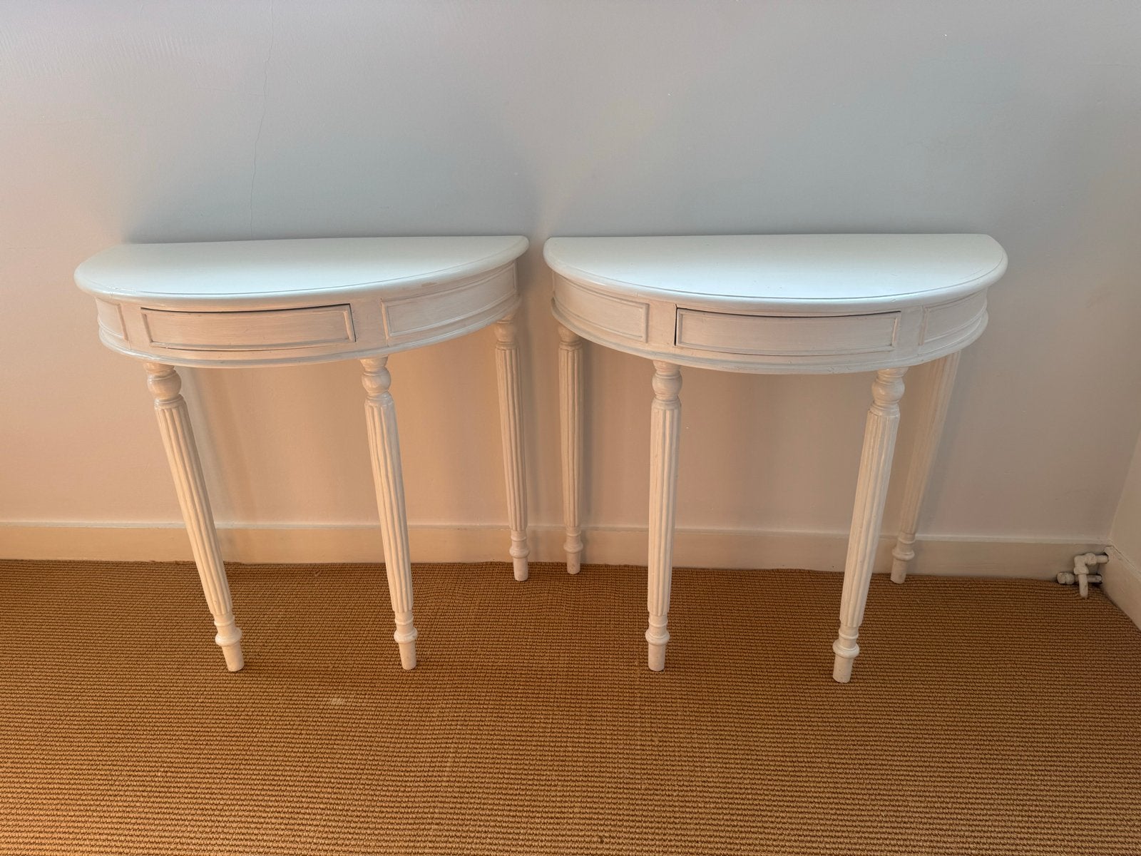 Set van 2 halfronde sidetables met lade, Ophalen, Gebruikt, 75 cm of meer, Overige vormen