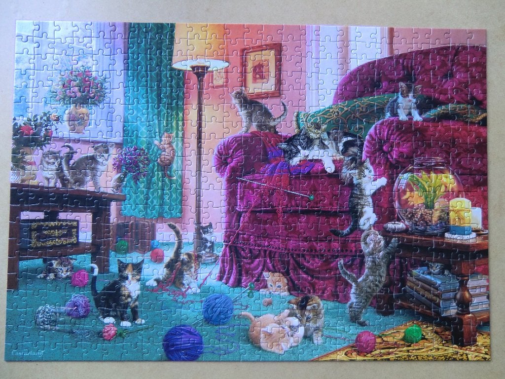 Puzzel 500 stukjes thema Naughty Kittens, Ophalen of Verzenden, 500 t/m 1500 stukjes, Gebruikt, Legpuzzel