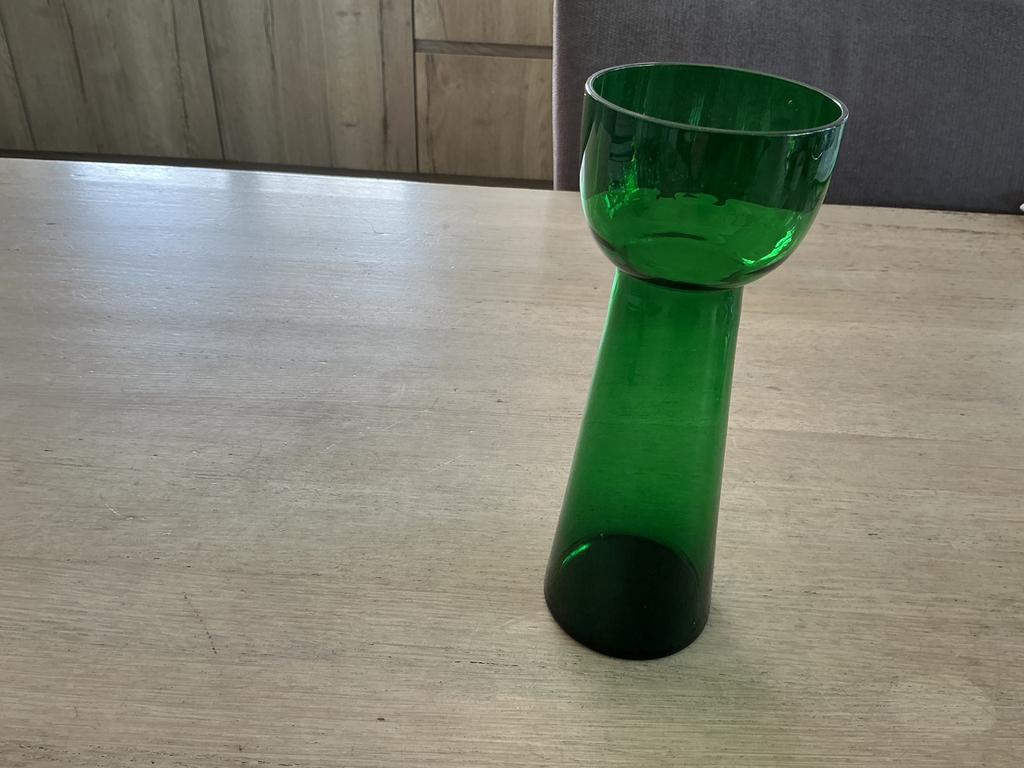 Hoge hyacint vaas, vintage, groene hyacint vaas, Ophalen of Verzenden