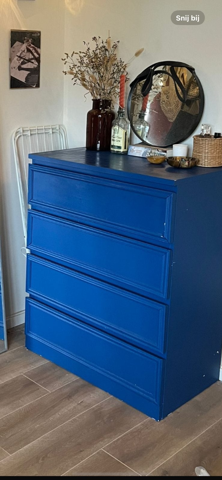 Blauwe ladekast (ikea) – blauw geverfd – incl. extra verf, Ophalen, 25 tot 50 cm, 50 tot 100 cm, Minder dan 100 cm