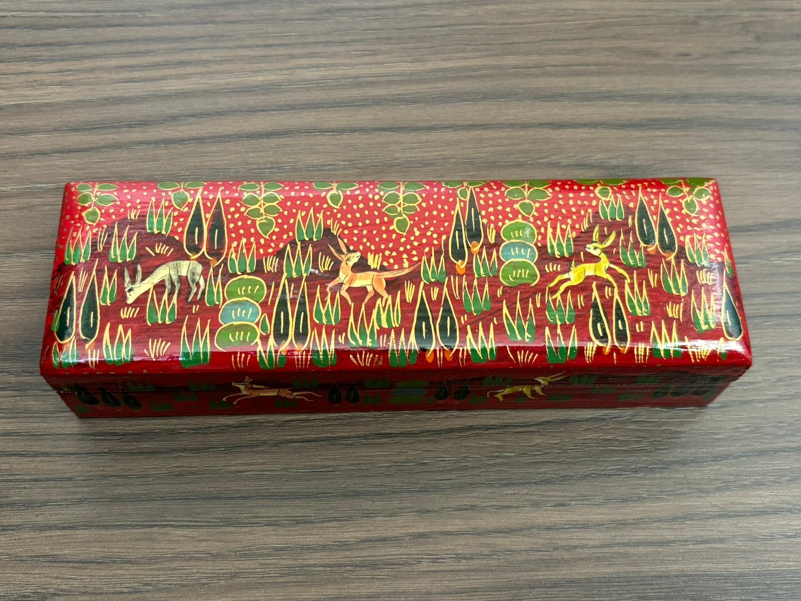 Kashmiri papier-maché pennendoos in de Indo-Perzische stijl, Antiek en Kunst, Ophalen of Verzenden