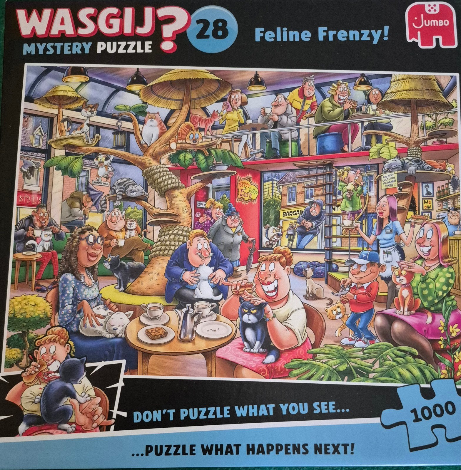 Wasgij? Mystery Puzzel 28: Feline Frenzy! 1000 stukjes, Ophalen of Verzenden, 500 t/m 1500 stukjes, Zo goed als nieuw