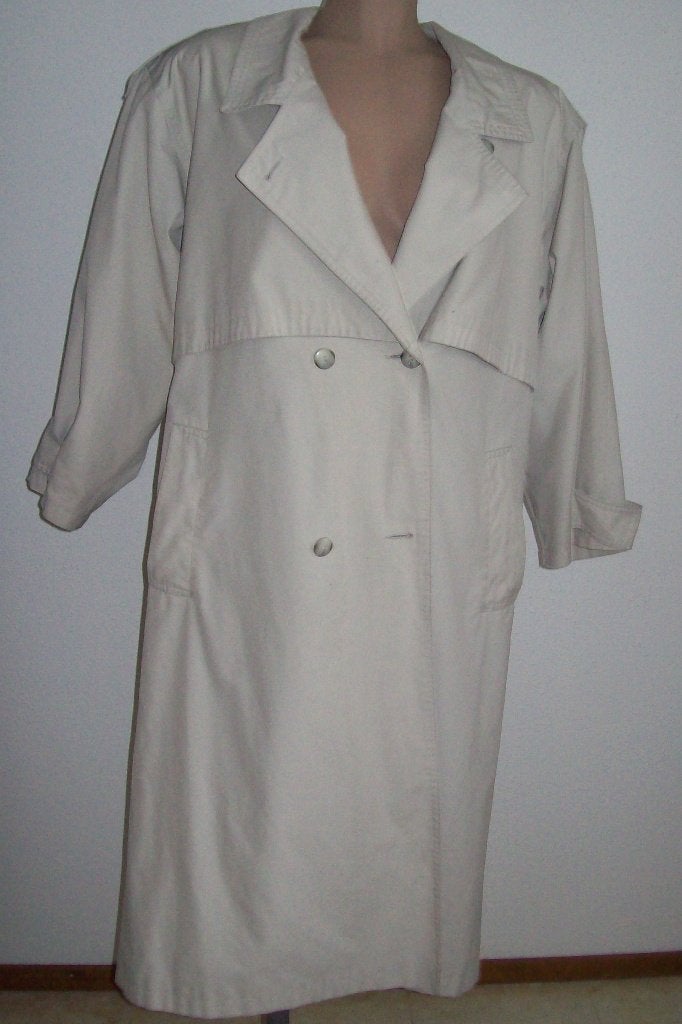maat L, (40/42) 1 gebroken witte Marca trenchcoat, 115 cm., Wit, Maat 42/44 (L), Ophalen of Verzenden, Marca