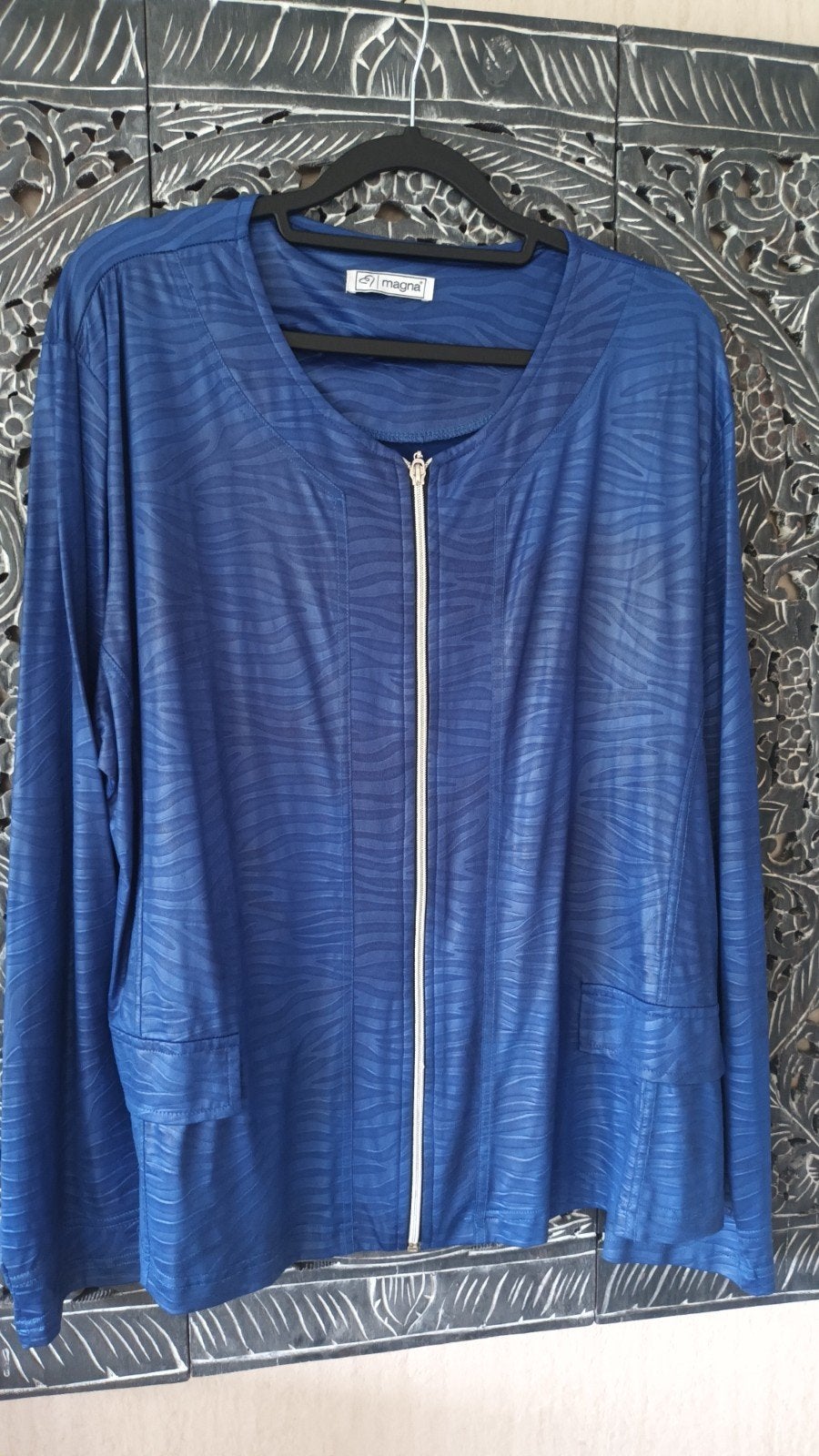 Magna Lederlook Jasje Maat 52/54 met Ritssluiting, Blauw, Ophalen of Verzenden, Jasje of Colbert, Magna