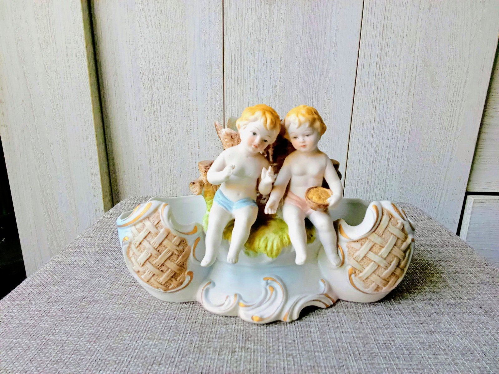 Vintage Porseleinen Cherubijn Planter/Vaas, Ophalen of Verzenden