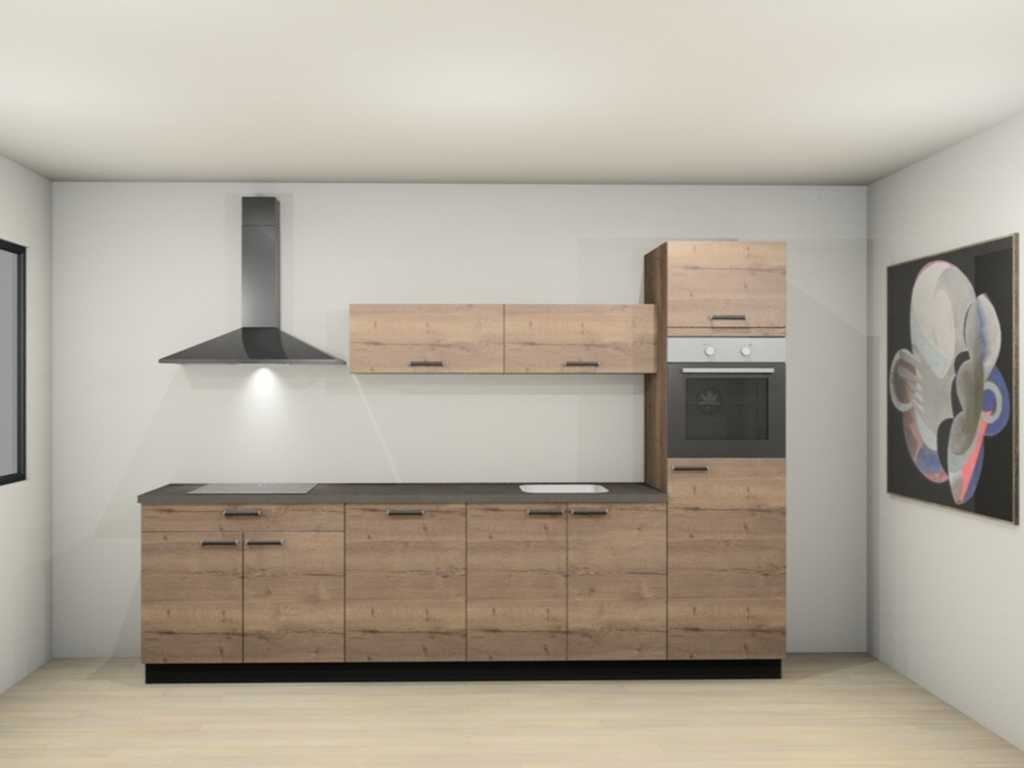 Complete keuken in Hoogglans wit of Eiken Havanna € 3.599,-, Ophalen, Verl in Duitsland, Wit, Nieuw