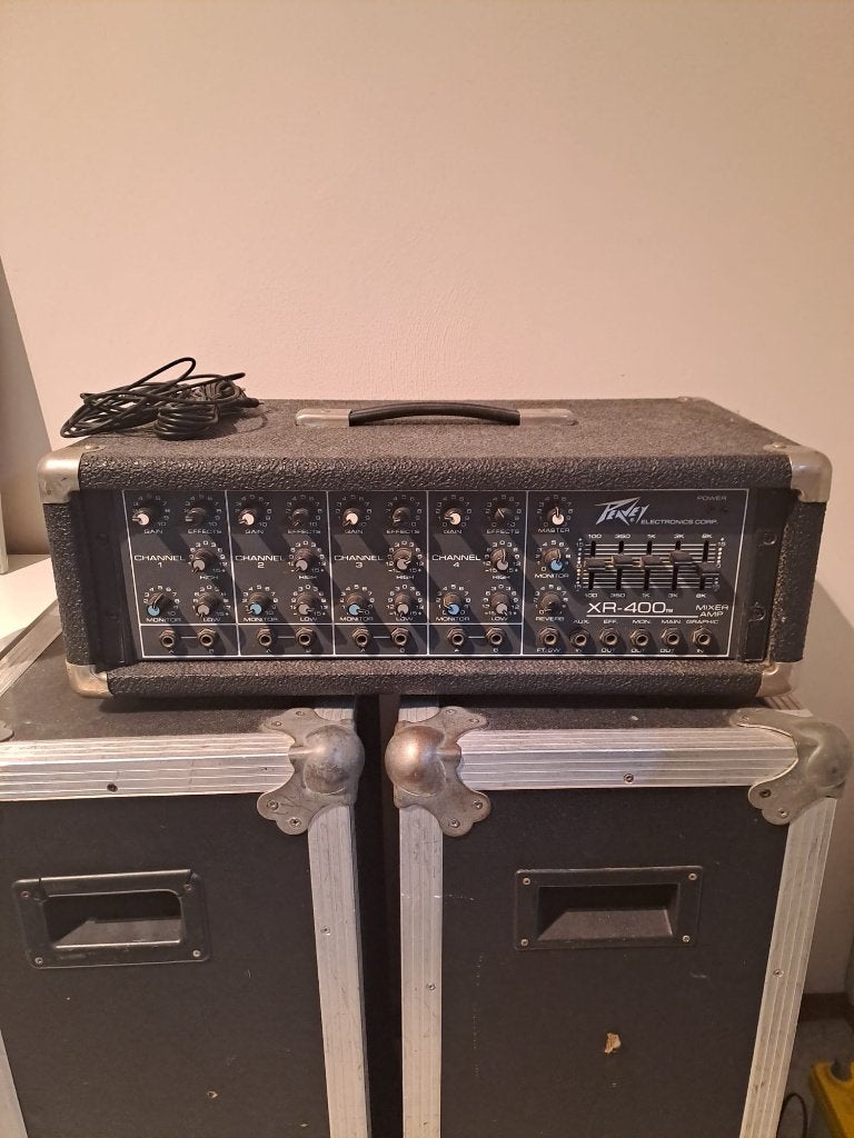 Peavey XR400 Mixer amp + speakers (niet peavey), Ophalen, Gebruikt, Minder dan 500 watt, P.A.
