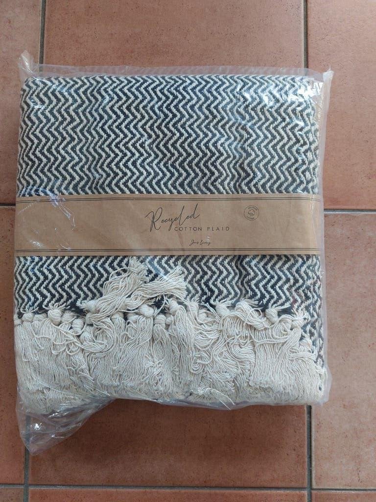 JENS Living Recycled Cotton Plaid Visgraad, Katoen, 130 cm, Ophalen of Verzenden, Plaid